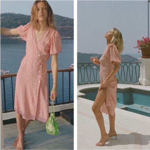 Faithful the Brand Midi Dress Maurie Floral Pink szS - Picture 2 of 12